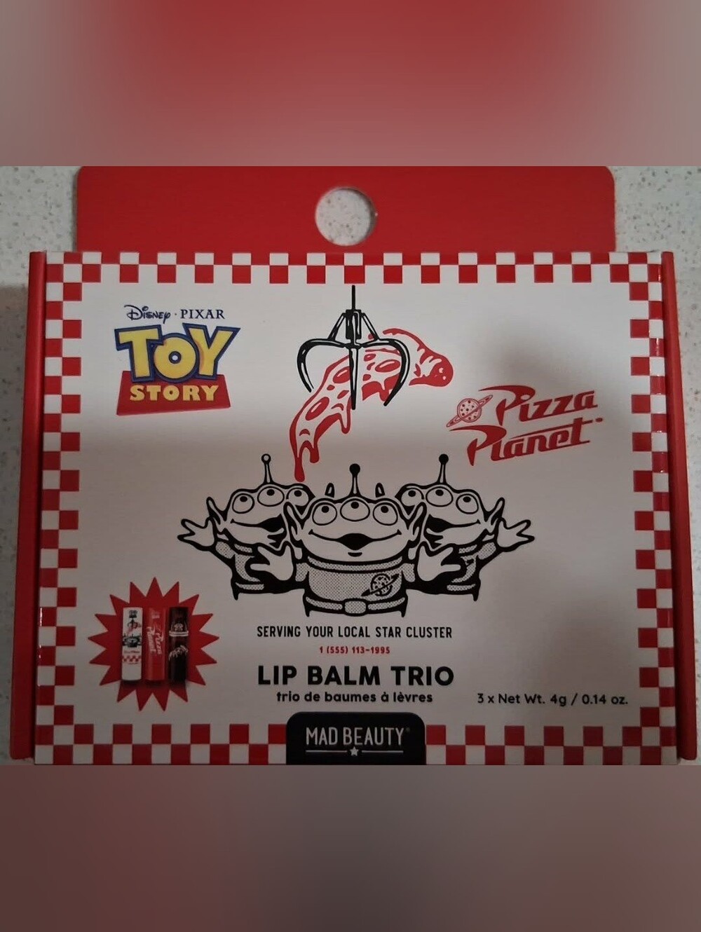 New Mad Beauty Toy Story Pizza Planet Lip Balm Trio